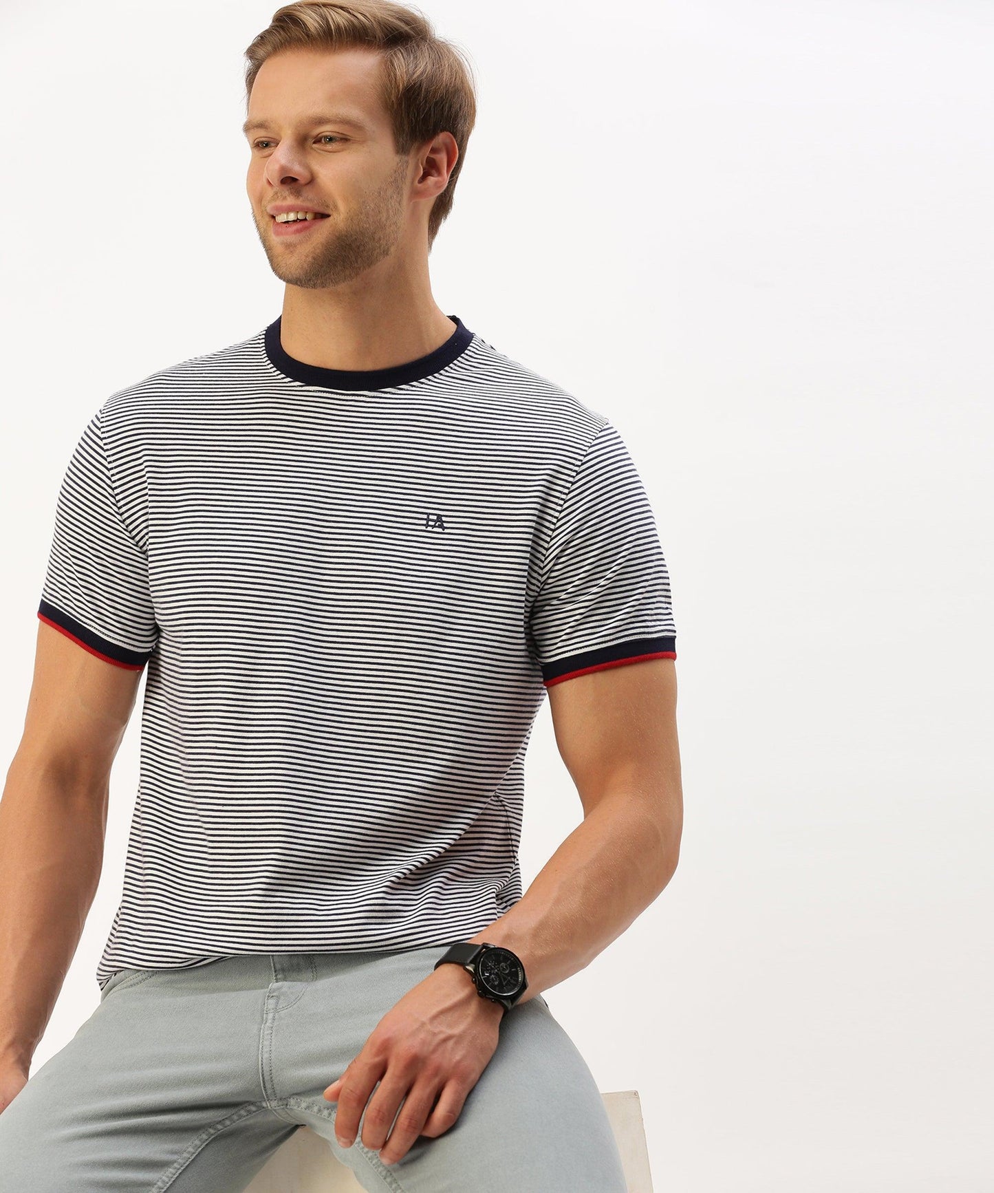 Men's striped crew neck t-shirt - HEREAFTER