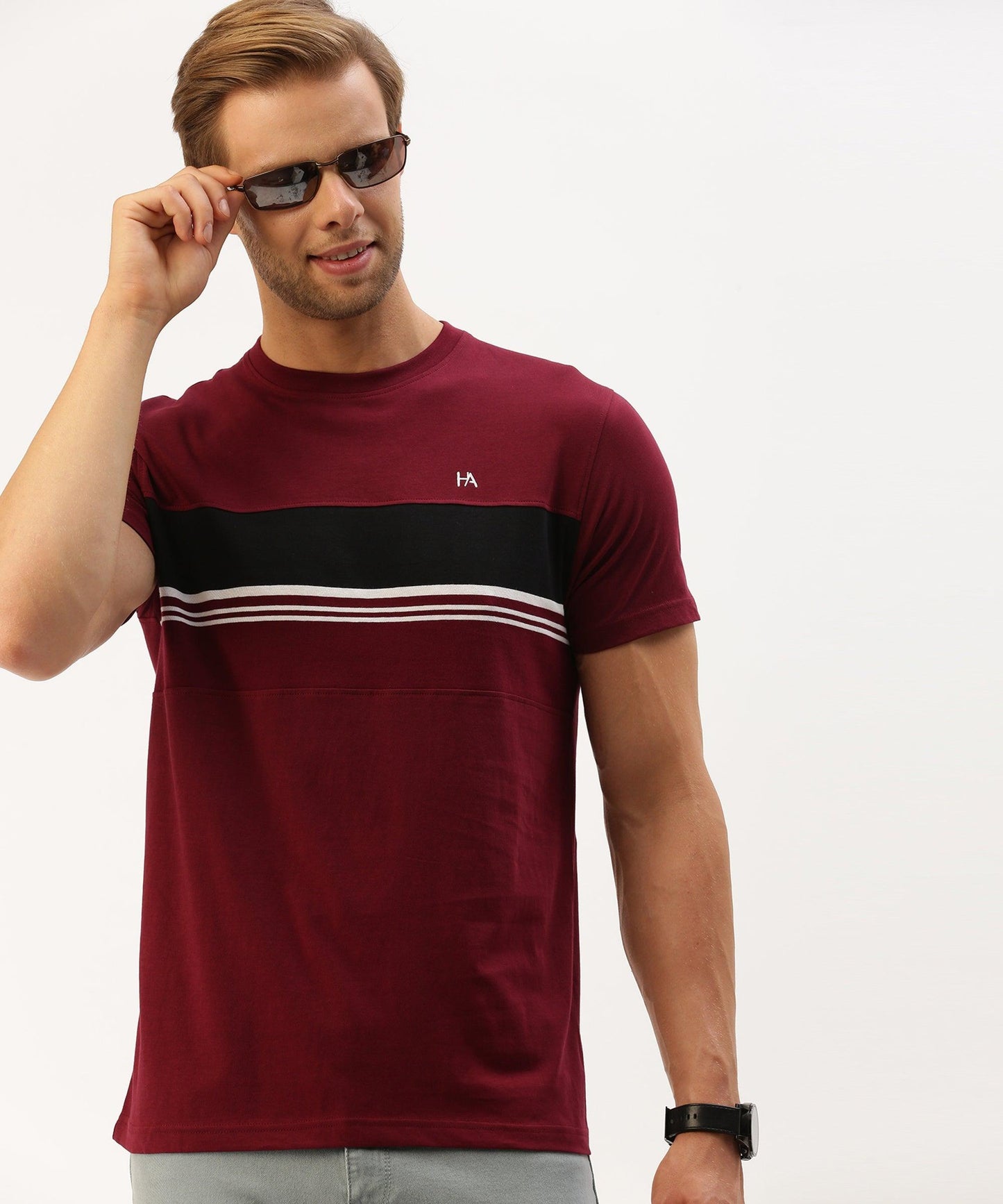 Men's striped crew neck t-shirt - HEREAFTER