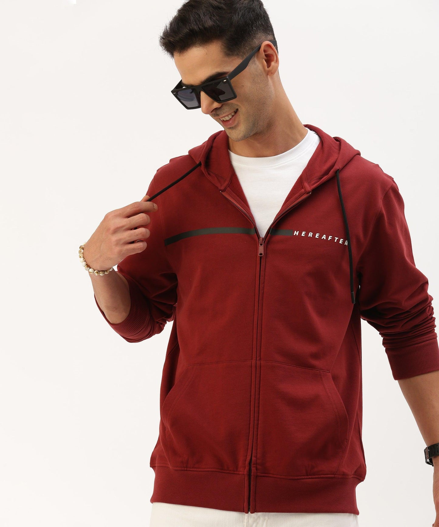 Men's solid hooded sweatshirt - HEREAFTER