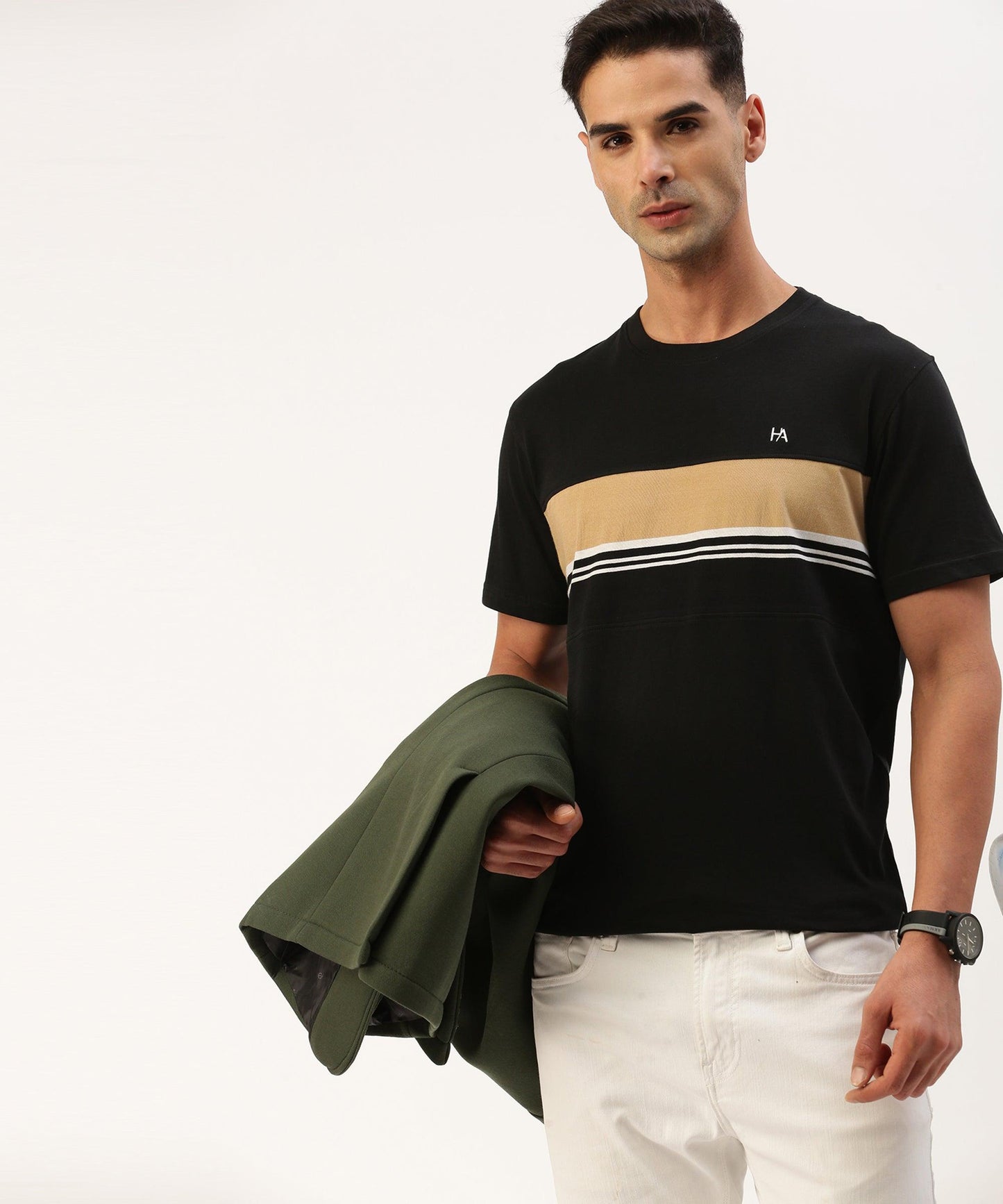 Men's striped crew neck t-shirt - HEREAFTER