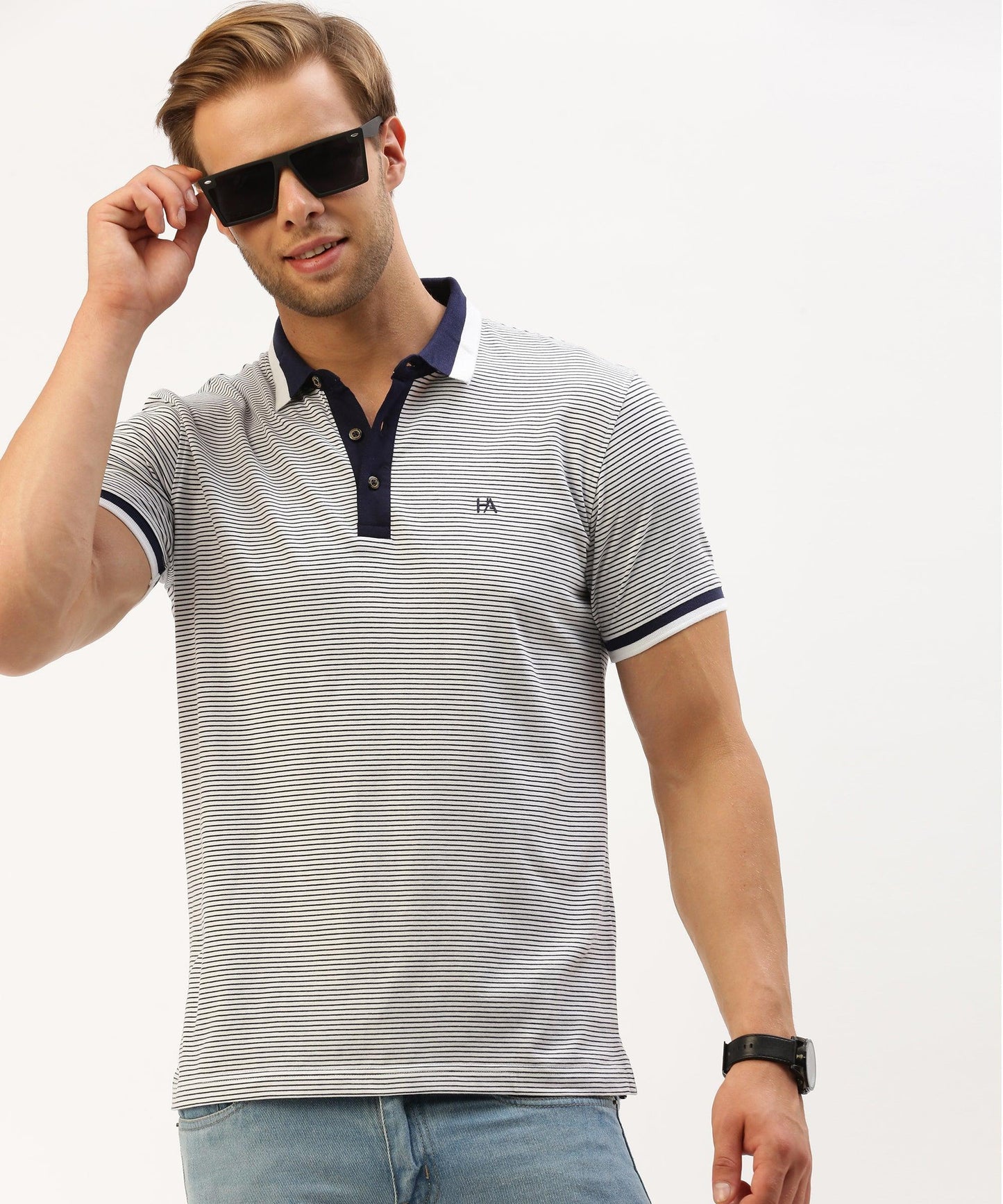 Men's striped Polo - HEREAFTER