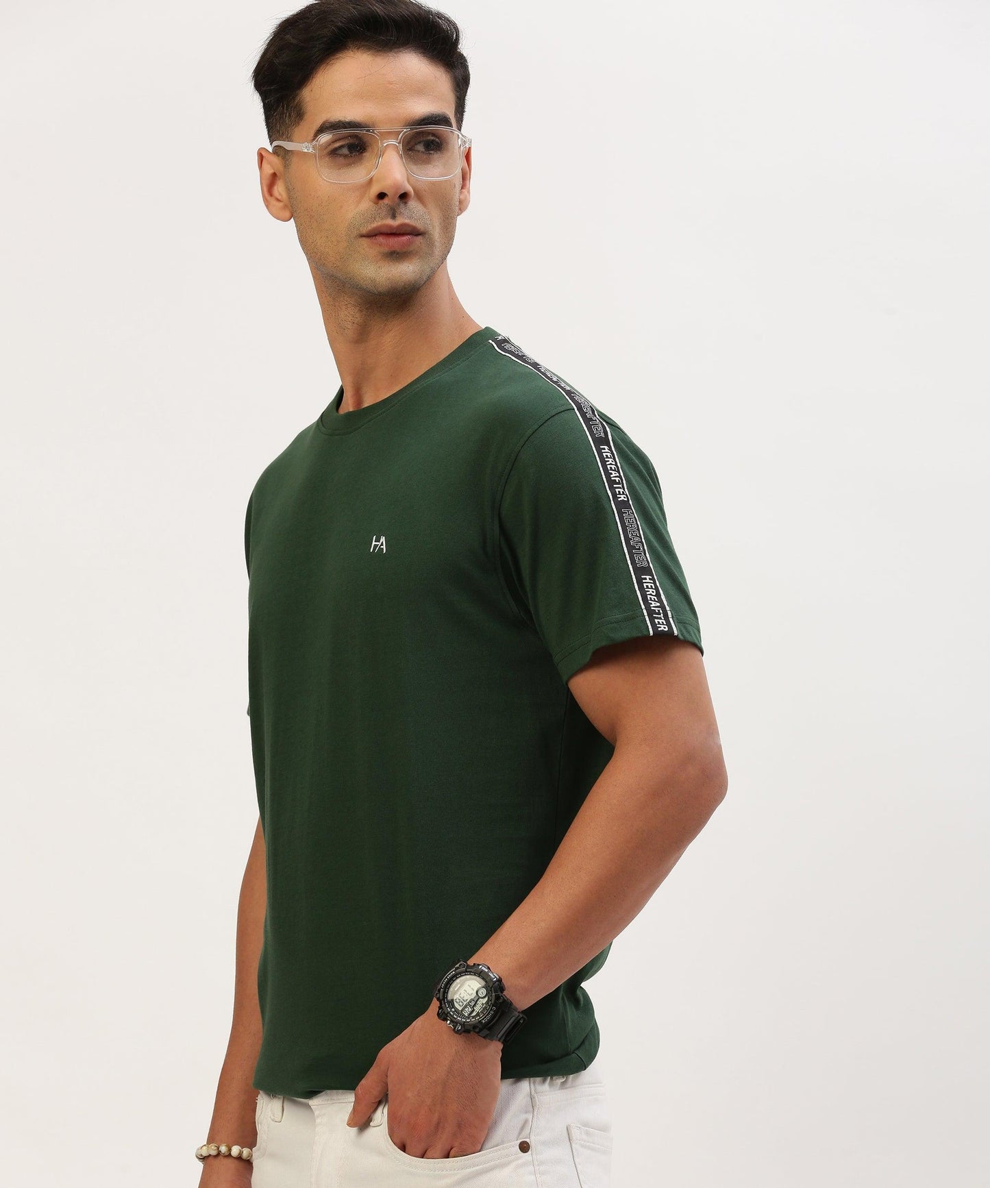 Men's solid crew neck t-shirt - HEREAFTER