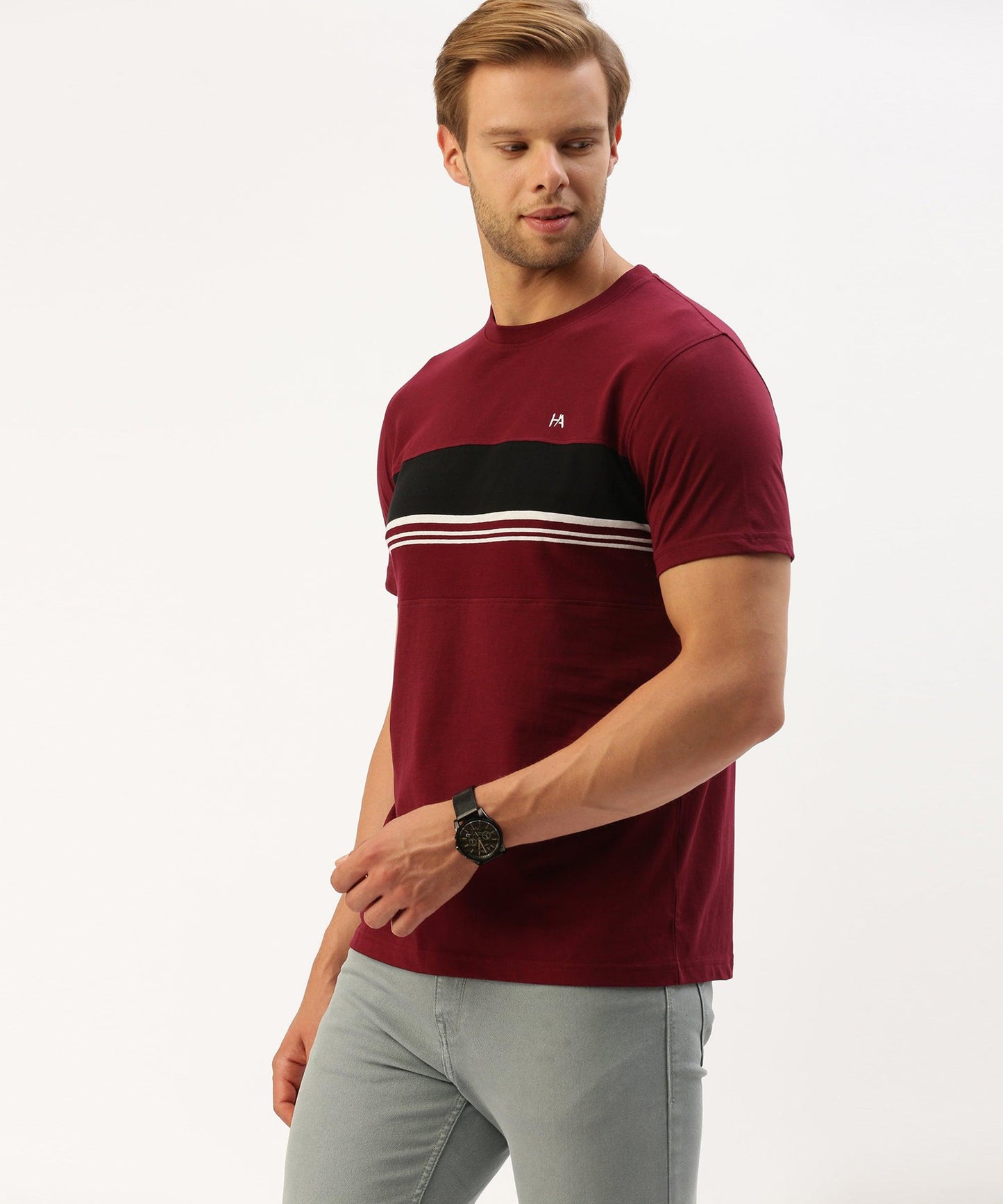 Men's striped crew neck t-shirt - HEREAFTER