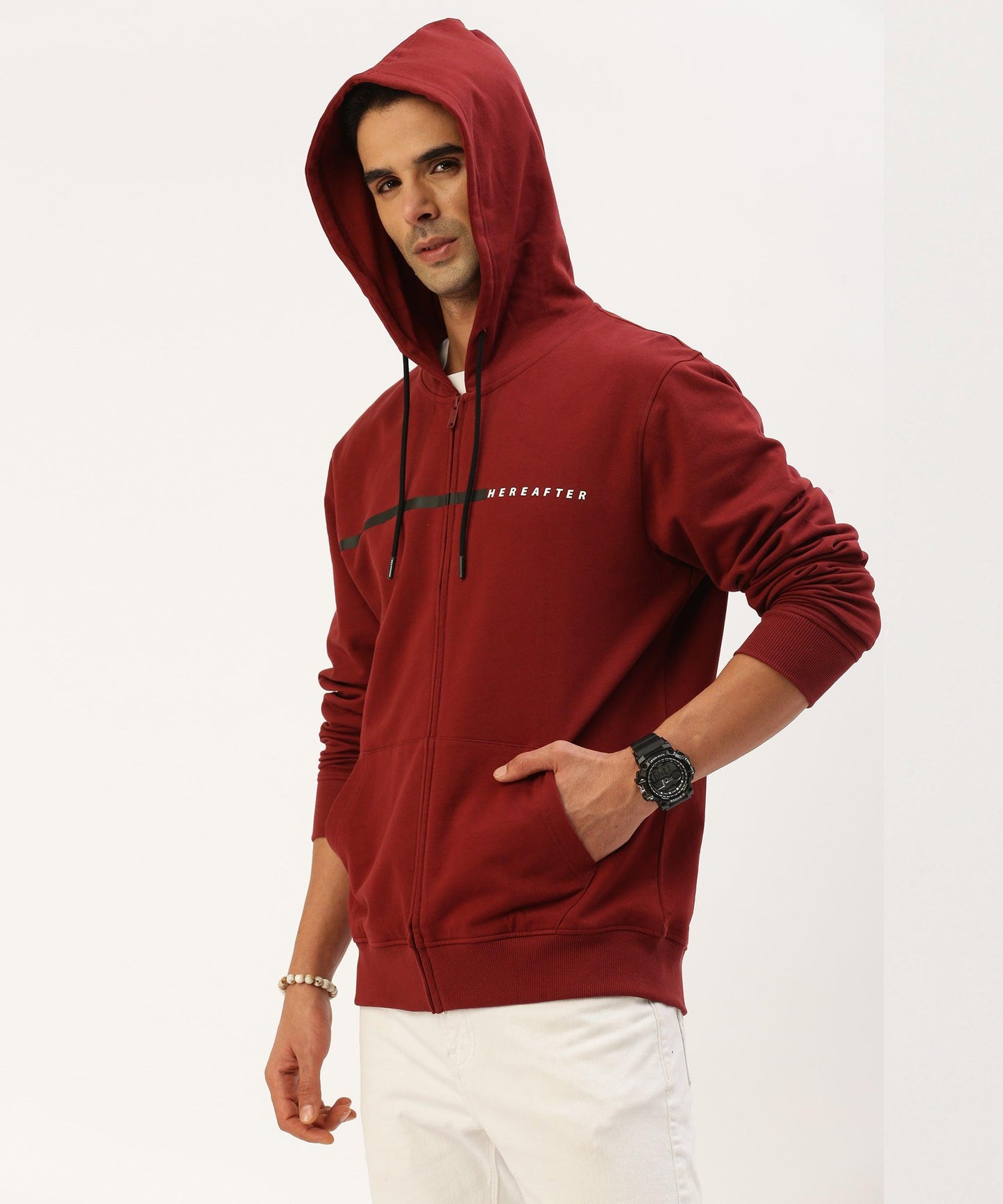 Men's solid hooded sweatshirt - HEREAFTER