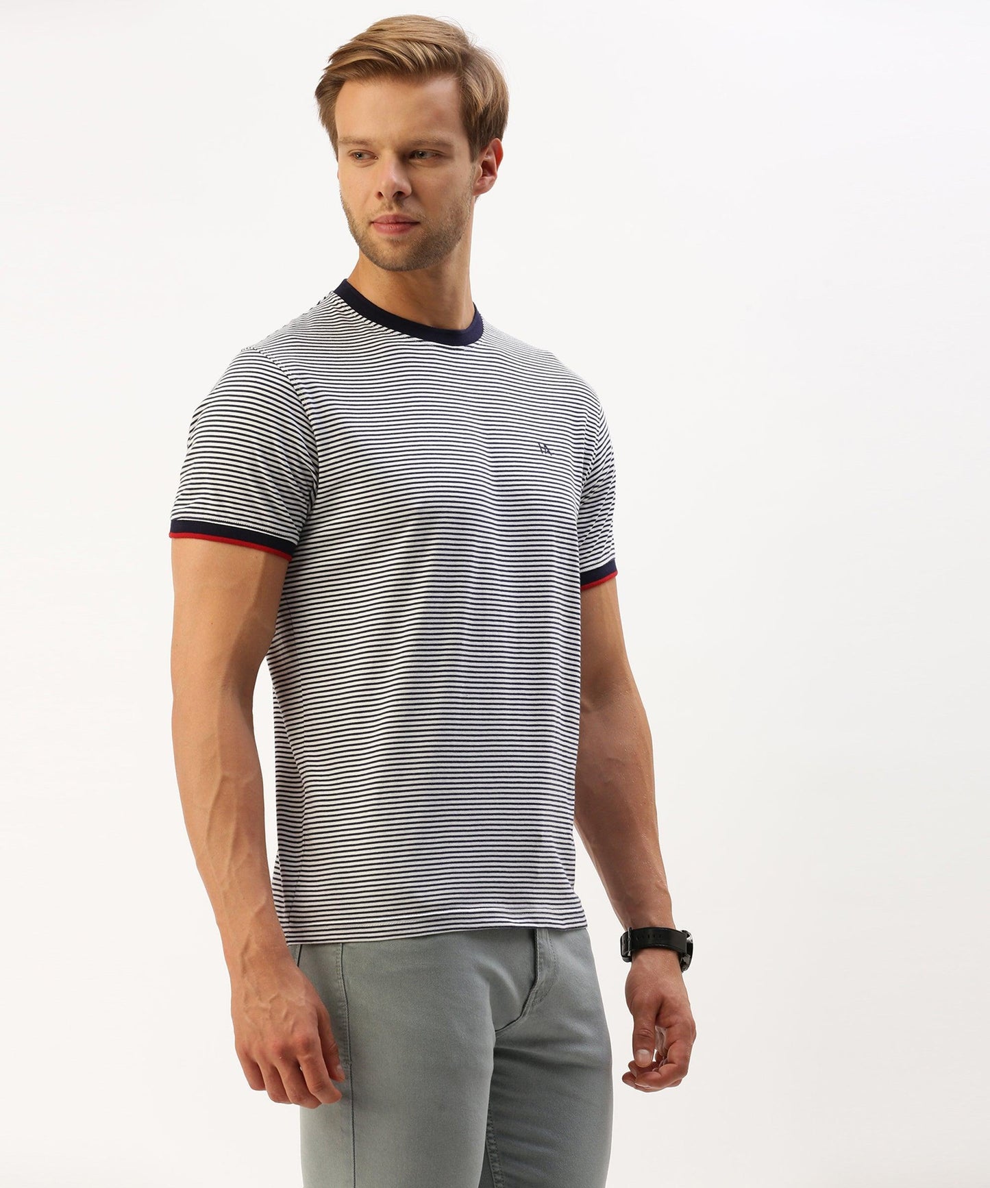Men's striped crew neck t-shirt - HEREAFTER