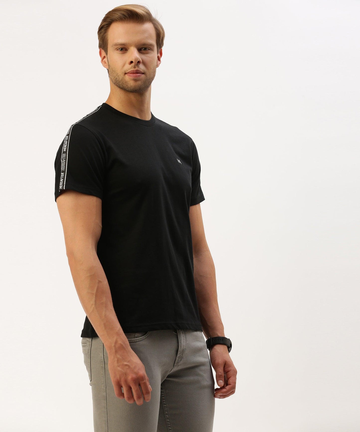 Men's solid crew neck t-shirt - HEREAFTER