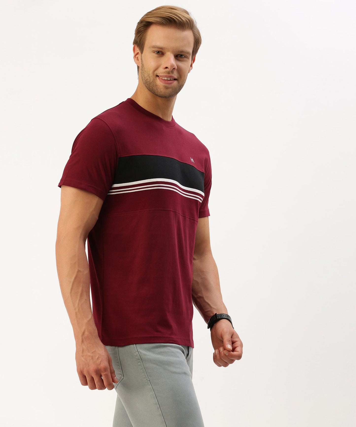 Men's striped crew neck t-shirt - HEREAFTER