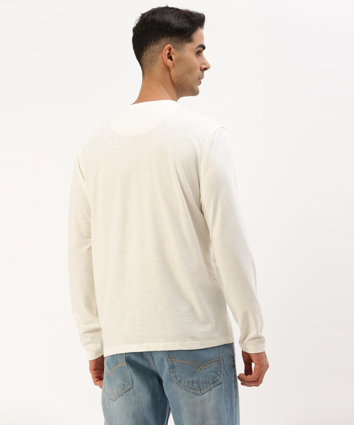 Men's solid henley neck t-shirt - HEREAFTER