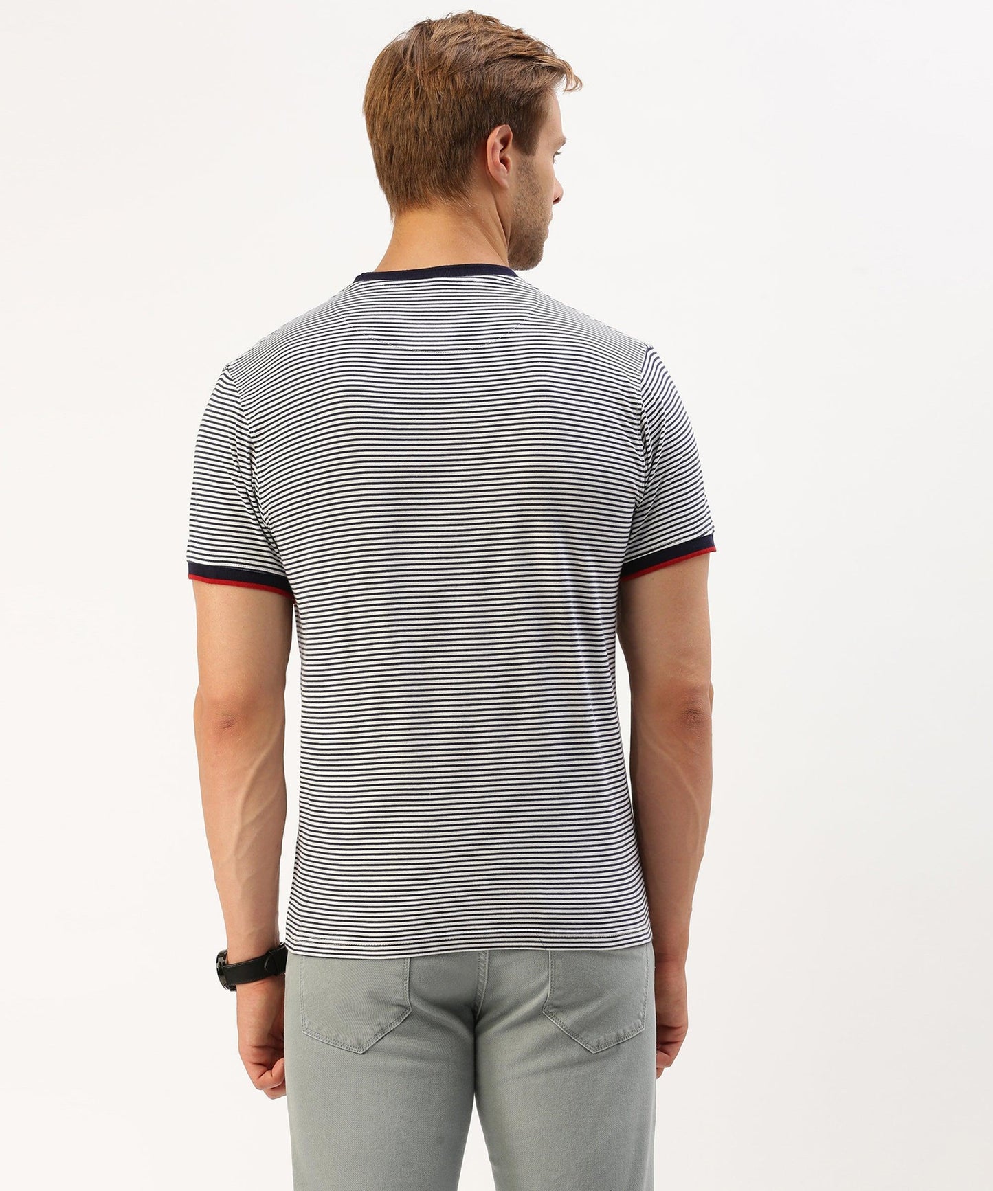 Men's striped crew neck t-shirt - HEREAFTER