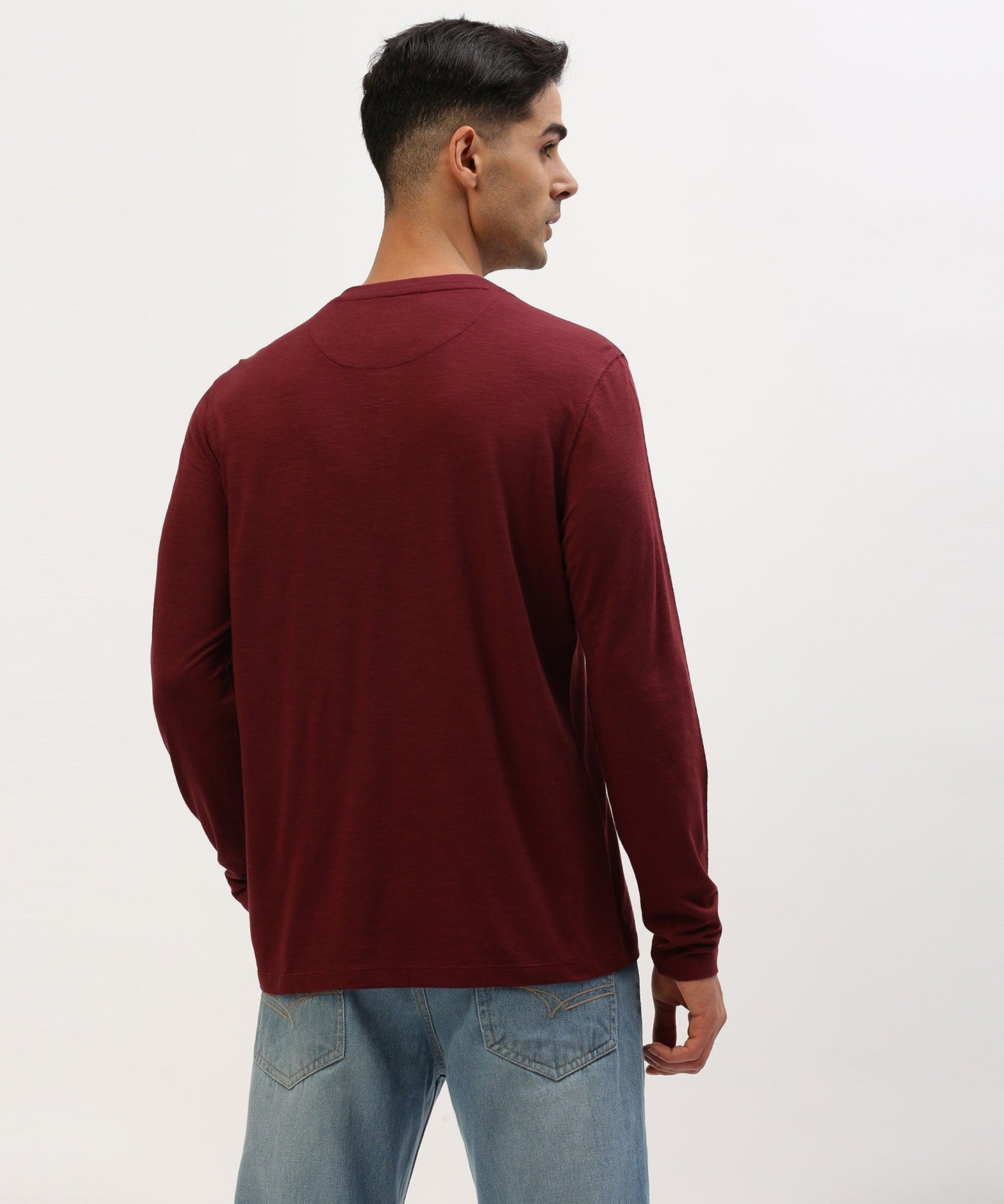 Men's solid henley neck t-shirt - HEREAFTER