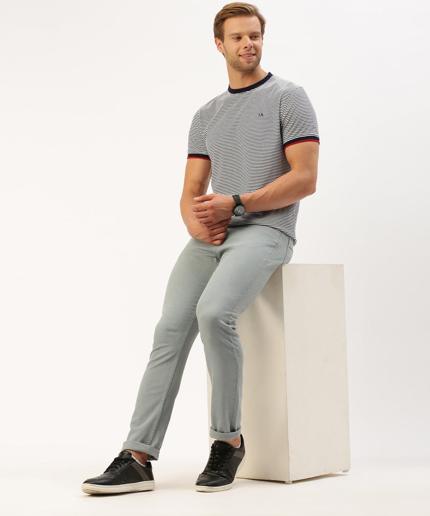 Men's striped crew neck t-shirt - HEREAFTER