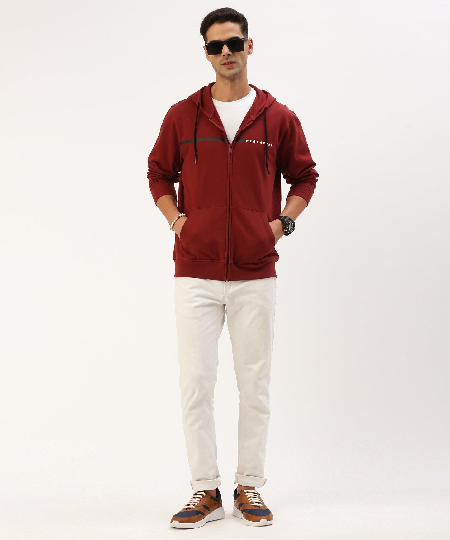 Men's solid hooded sweatshirt - HEREAFTER