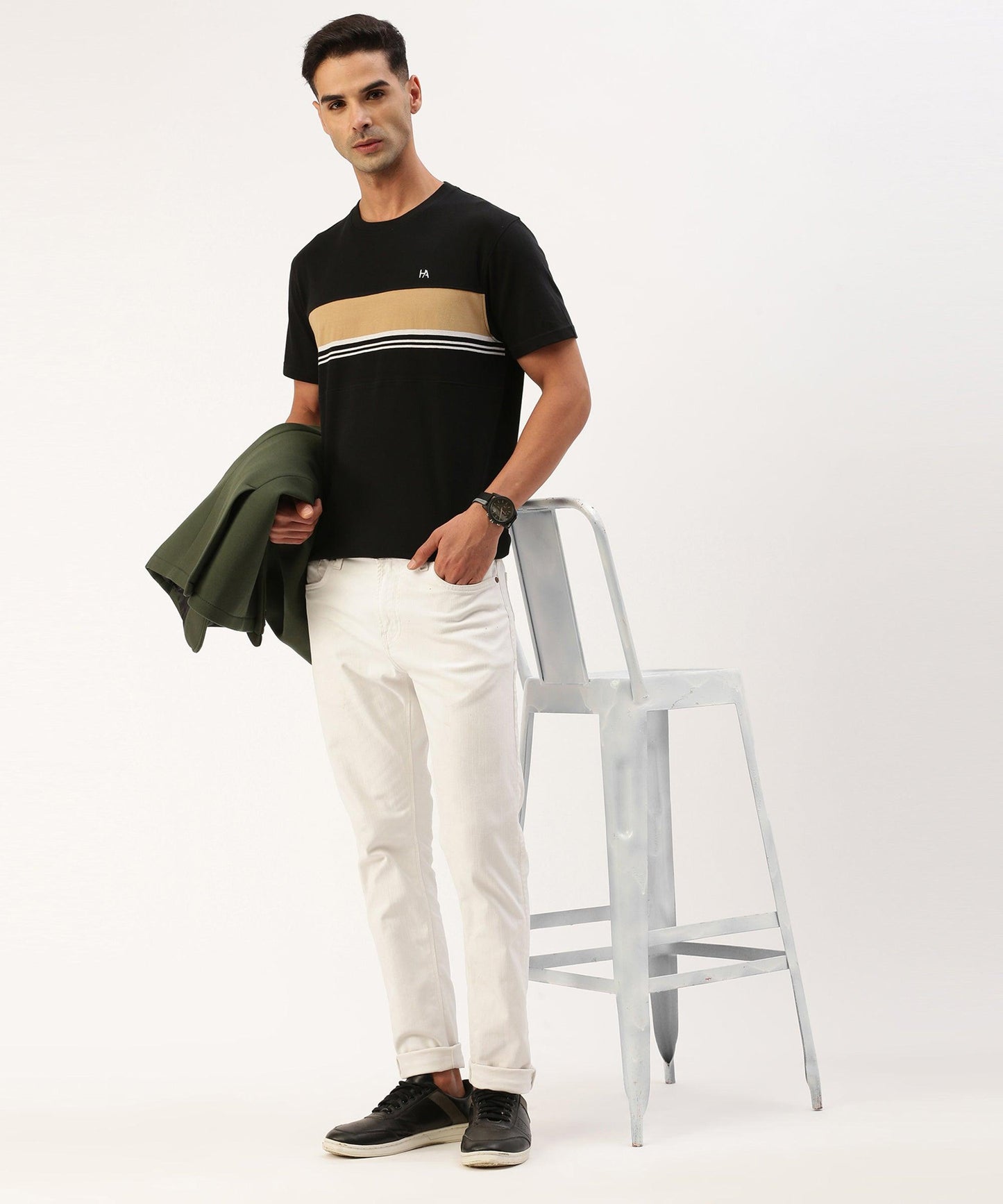 Men's striped crew neck t-shirt - HEREAFTER