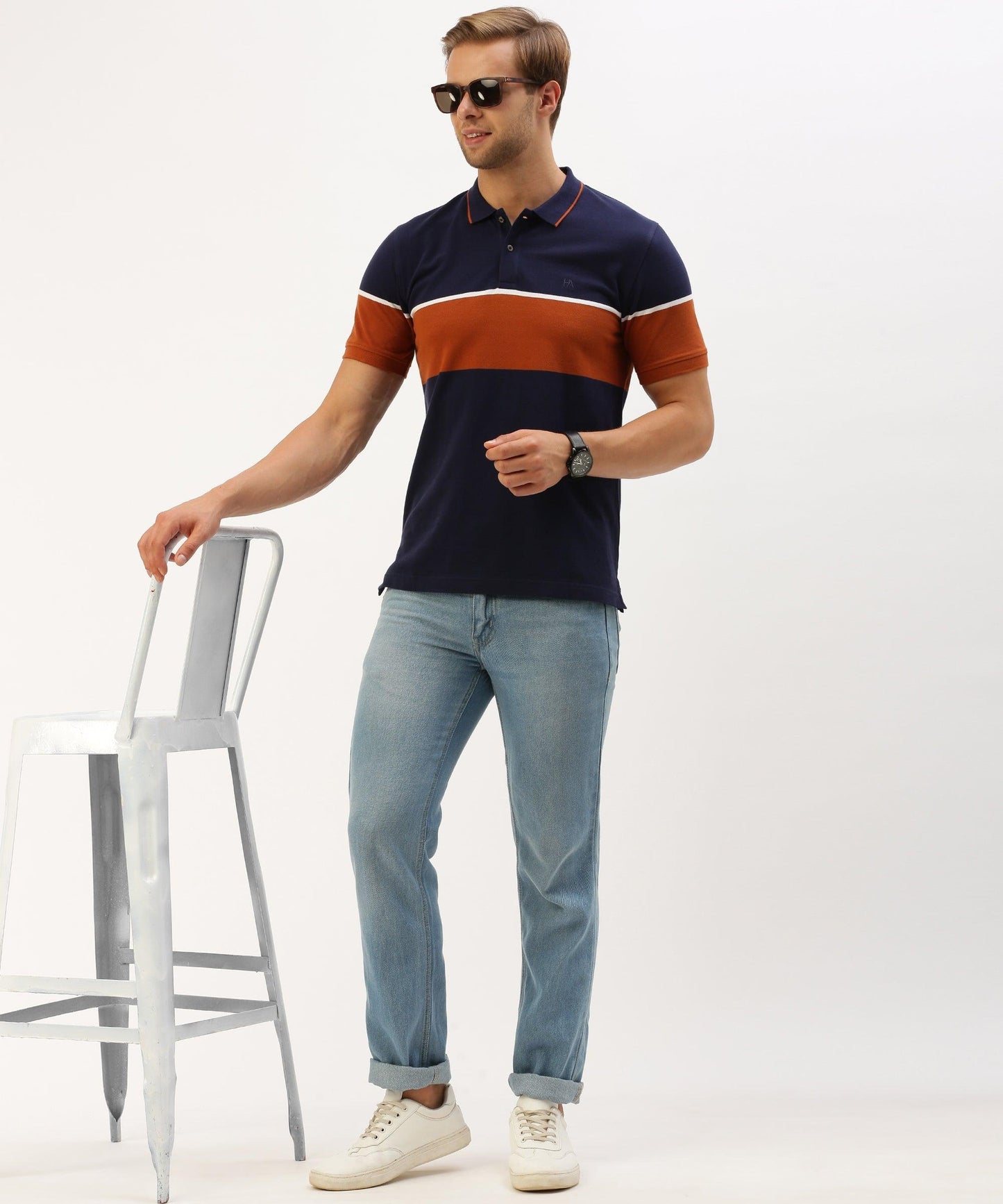 Men's striped Polo - HEREAFTER