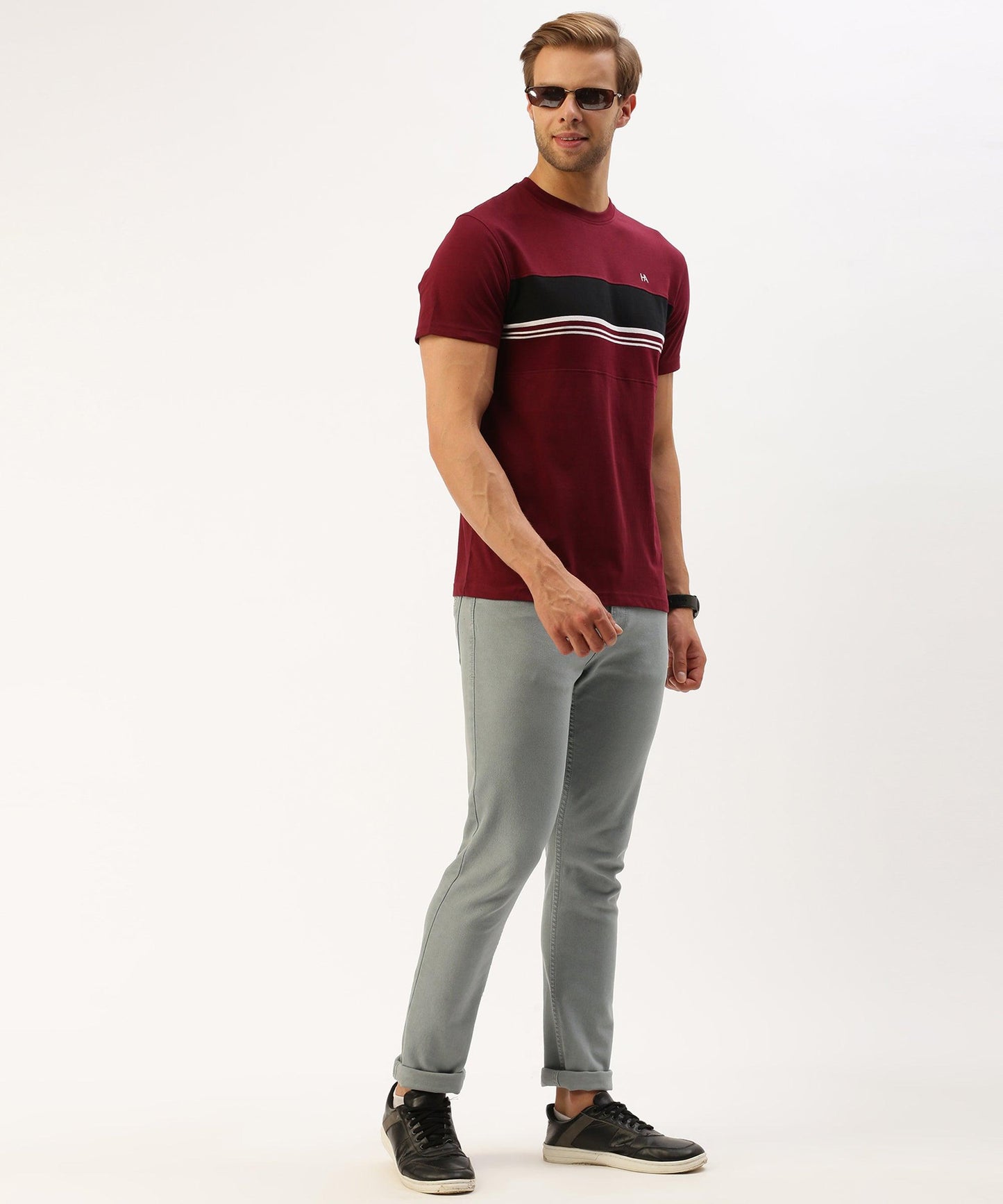 Men's striped crew neck t-shirt - HEREAFTER