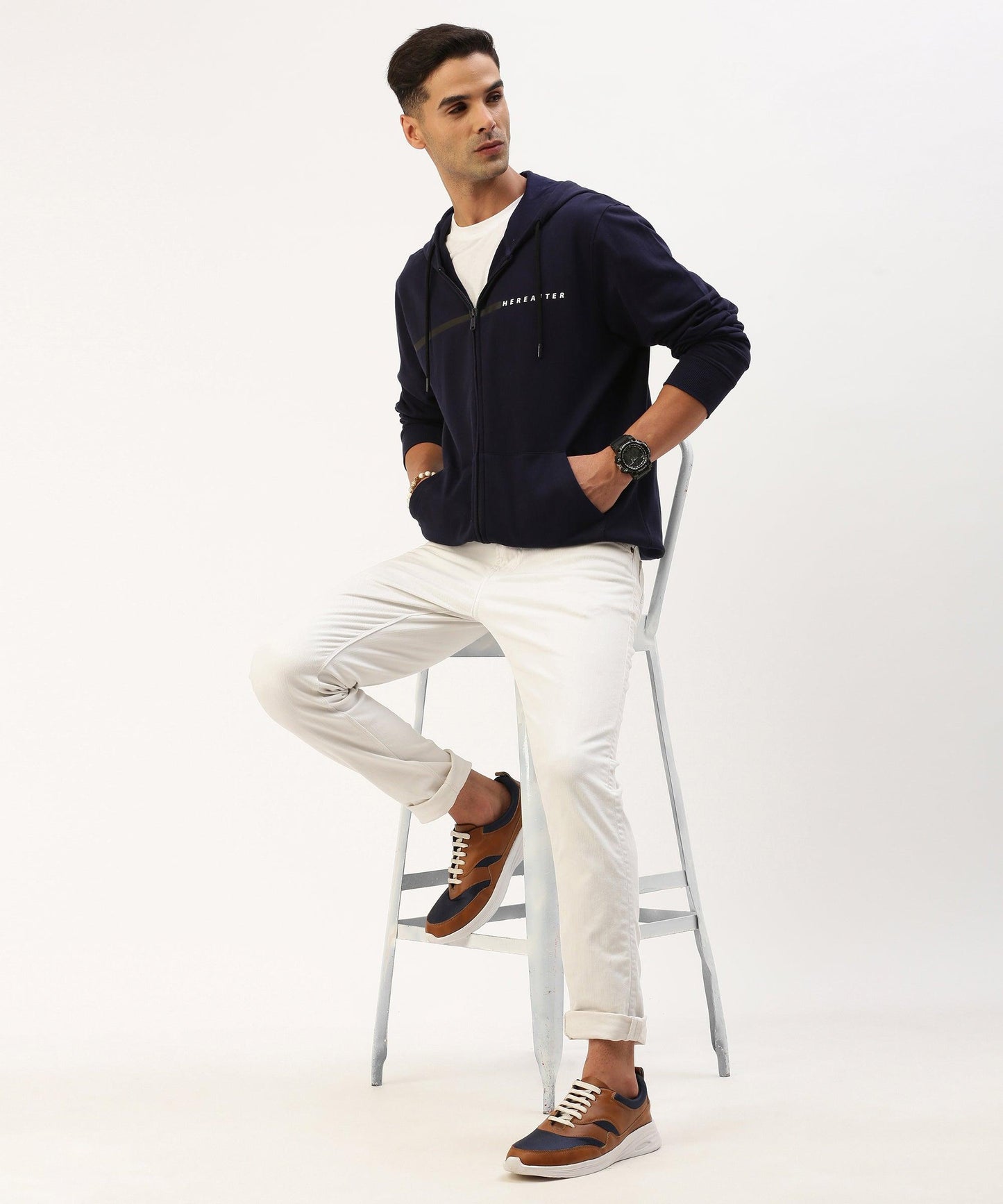 Men's solid hooded sweatshirt - HEREAFTER