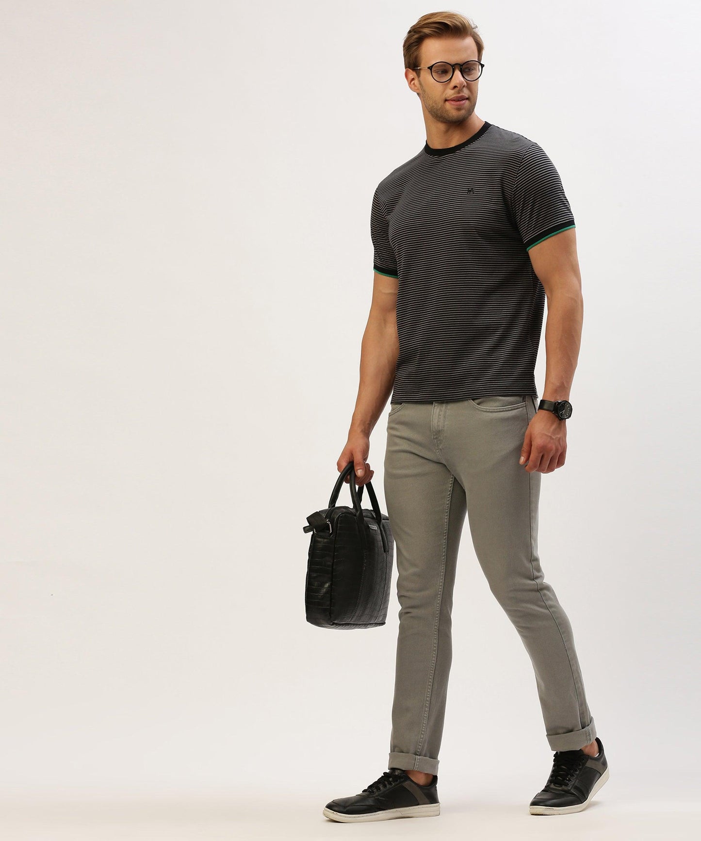 Men's striped crew neck t-shirt - HEREAFTER