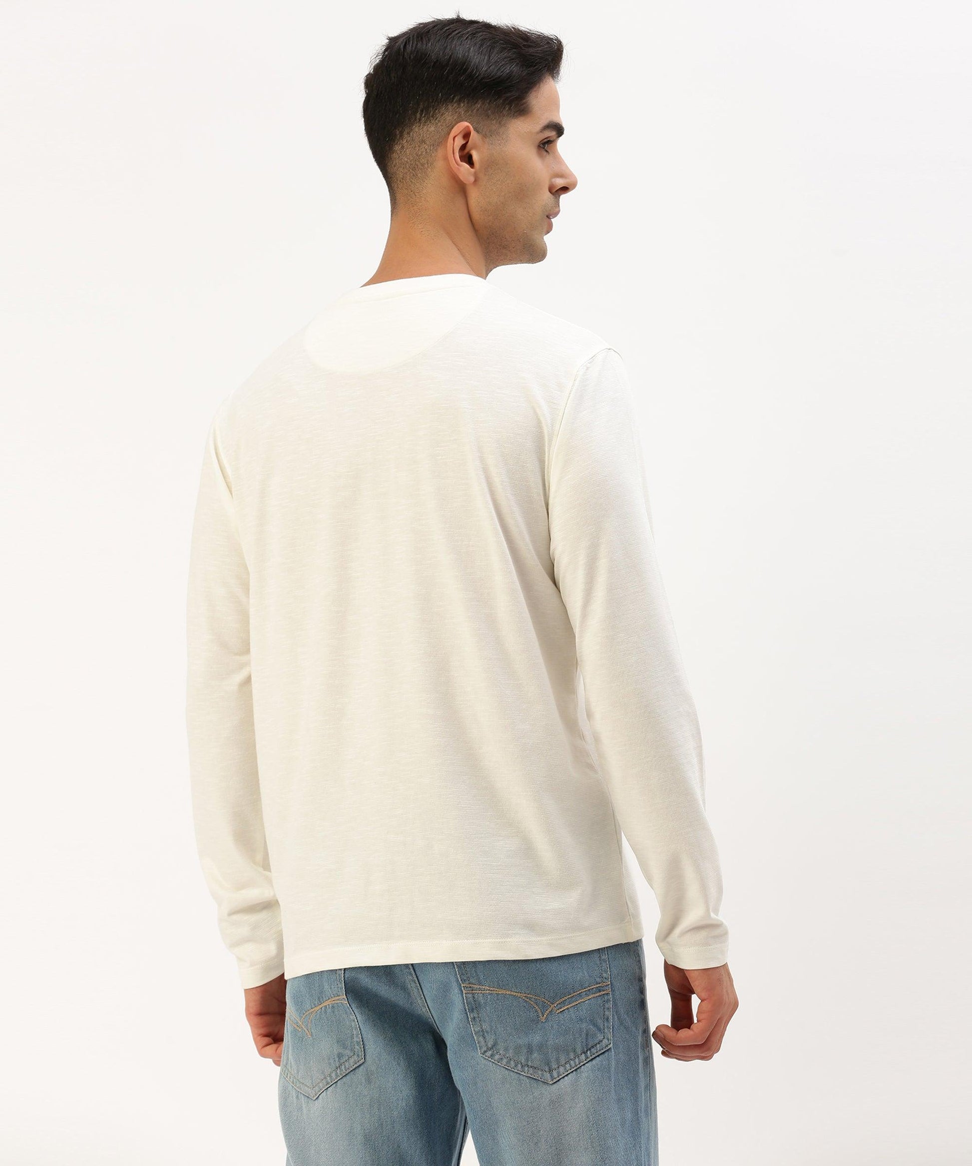 Men's solid henley neck t-shirt - HEREAFTER 