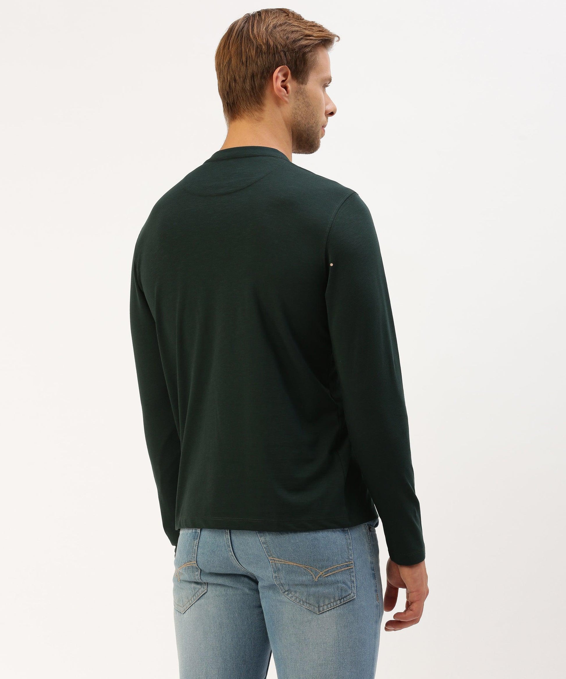 Men's solid henley neck t-shirt - HEREAFTER 